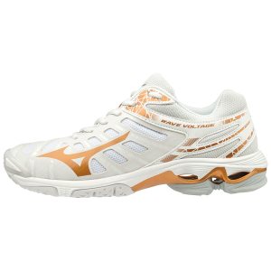 Mizuno Wave Voltage Womens Volleyball Shoes Canada - White/Gold